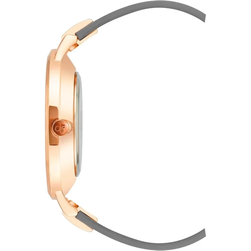 Women's Floral Gray/Rose Crystal Lens Smooth Leather Strap Buckle Closure Watch